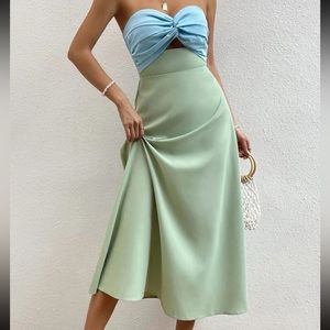 SHEIN color block strapless dress